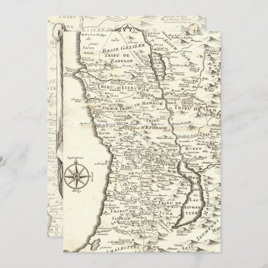 Bar Mitzvah Ancient Map Stämme von Israel Einladung (Vorne/Hinten)