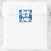 BAR MITZVAH Anpassbare blaue Wavy-Streifen Quadratischer Aufkleber (Tasche)