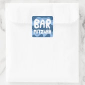 BAR MITZVAH Anpassbare blaue Wavy-Streifen Quadratischer Aufkleber (Tasche)