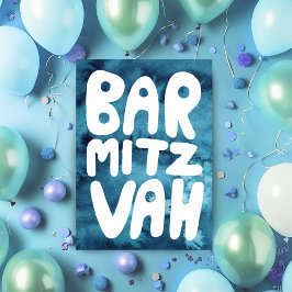BAR MITZVAH Anpassbare Blue Watercolor-Glückwunsch Karte