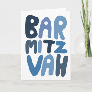 BAR MITZVAH Anpassbare moderne Blasenbuchstaben  Karte