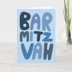 BAR MITZVAH Anpassbare moderne Blasenbuchstaben  Karte