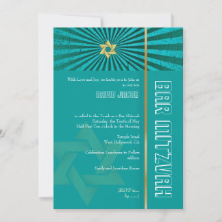 Bar Mitzvah/aquamarin/Gold Einladung