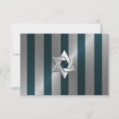 Bar Mitzvah Aquamarin und Silver Stripe Star von D RSVP Karte (Vorderseite)