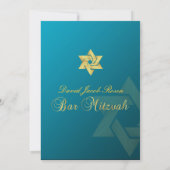 Bar Mitzvah/aquamarines Blau/Gold Einladung (Rückseite)