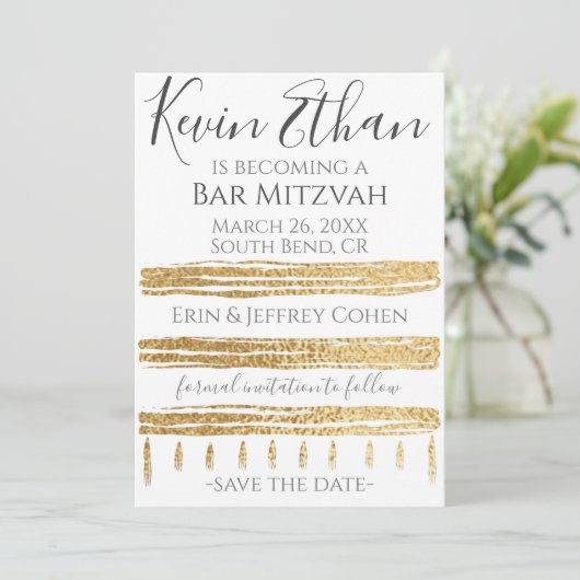 Bar Mitzvah Bat Mitzvah Save the Date (Stehend Vorderseite)