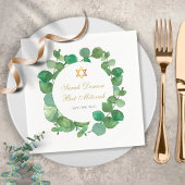 Bar Mitzvah Bat Mitzvah Watercolor Grüne Serviette