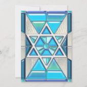 Bar Mitzvah beflecktes Glas u. Silber-Davidsstern Einladung (Vorderseite)