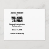 Bar Mitzvah Bimah Film Save the Date Postkarte (Rückseite)