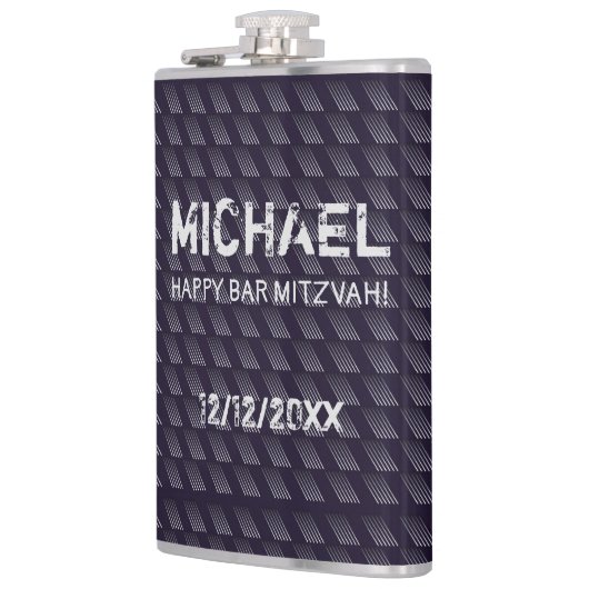 Bar Mitzvah Birthday Modern Pattern Flachmann (Links)