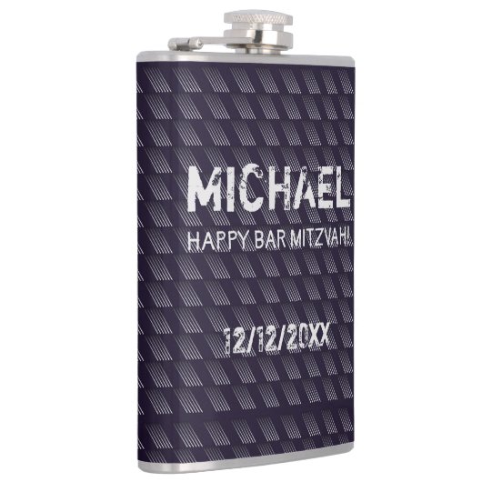 Bar Mitzvah Birthday Modern Pattern Flachmann (Rechts)