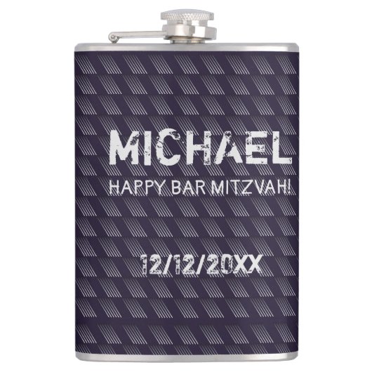 Bar Mitzvah Birthday Modern Pattern Flachmann (Vorderseite)