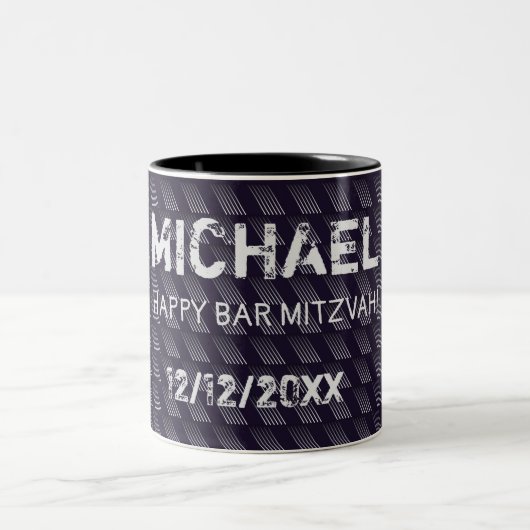Bar Mitzvah Birthday Modern Pattern Zweifarbige Tasse (Mittel)