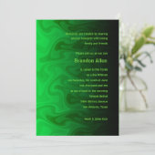 Bar Mitzvah Black and Green Waves Einladung (Stehend Vorderseite)