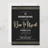 Bar Mitzvah Black Gold Foil Script kühl modern Einladung (Vorderseite)