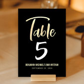 Bar Mitzvah Black Gold Script Modernes, feines Ele Tischnummer