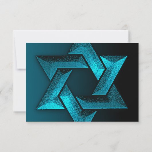 Bar Mitzvah Black und Aquamariner Star von David U RSVP Karte (Vorderseite)