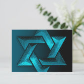Bar Mitzvah Black und Aquamariner Star von David U RSVP Karte (Stehend Vorderseite)