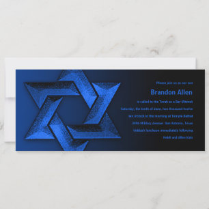 Bar Mitzvah Black und Blue Star von David Einladung