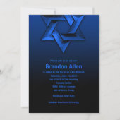 Bar Mitzvah Black und Blue Star von David Einladung (Vorderseite)