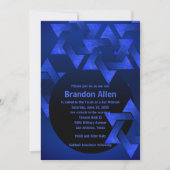 Bar Mitzvah Black und Blue Star von David Einladung (Vorderseite)