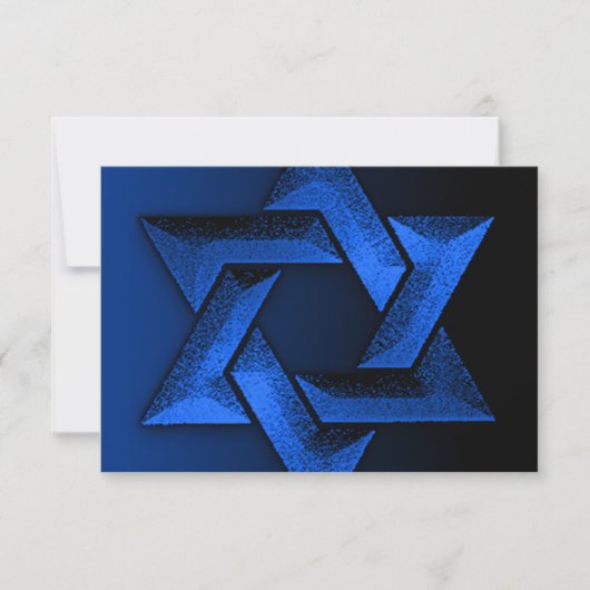 Bar Mitzvah Black und Blue Star von David UAWG RSVP Karte (Vorderseite)