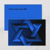 Bar Mitzvah Black und Blue Star von David UAWG RSVP Karte (Vorne/Hinten)