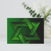 Bar Mitzvah Black und Green Star von David UAWG RSVP Karte (Stehend Vorderseite)