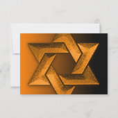 Bar Mitzvah Black und Orange Star von David UAWG RSVP Karte (Vorderseite)
