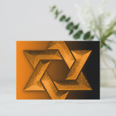Bar Mitzvah Black und Orange Star von David UAWG RSVP Karte (Stehend Vorderseite)