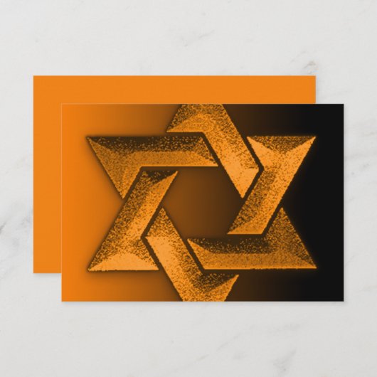 Bar Mitzvah Black und Orange Star von David UAWG RSVP Karte (Vorne/Hinten)