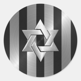 Bar Mitzvah Black und Silver Stripe Star von David Runder Aufkleber