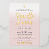 BAR MITZVAH Blassrosa gold Danielle Hanna Folieneinladung (Vorderseite)