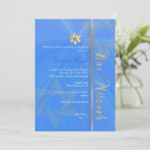 Bar Mitzvah/blau/gold Einladung (Stehend Vorderseite)