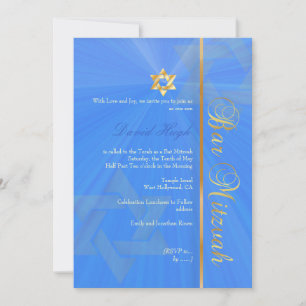 Bar Mitzvah/blau/gold Einladung
