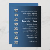 Bar Mitzvah Blau und Schwarz Einladung (Vorne/Hinten)