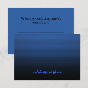 Bar Mitzvah Blau und Schwarz Horizontaler Streifen RSVP Karte