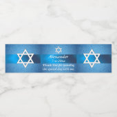 Bar Mitzvah, Blue Denim, Star von David, Custom Wasserflaschenetikett (Einzelnes Label)