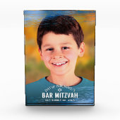 Bar Mitzvah Blue Foil Brush Fett Moderne Typografi Fotoblock (Vorderseite)