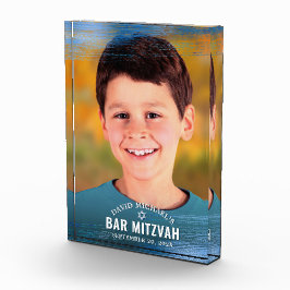 Bar Mitzvah Blue Foil Brush Fett Moderne Typografi Fotoblock