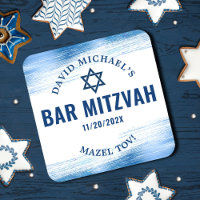 Bar Mitzvah Blue Foil Navy Typografy Modern Bold