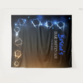 Bar Mitzvah Blue Foto Stand Party Hintergrund Schw Wandteppich (Vorderseite (Horizontal))