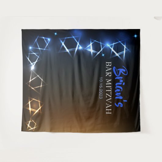 Bar Mitzvah Blue Foto Stand Party Hintergrund Schw Wandteppich (Vorderseite (Horizontal))