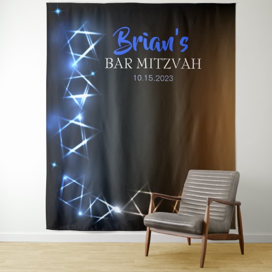 Bar Mitzvah Blue Foto Stand Party Hintergrund Schw Wandteppich (Beispiel)