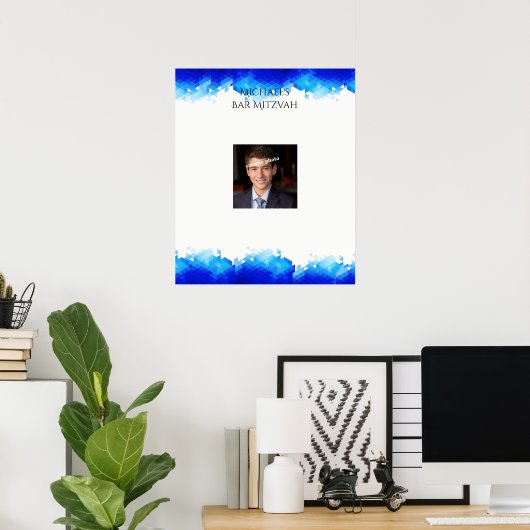 Bar Mitzvah, Blue Geometric, Foto, Vorstandsmitgli Poster (Heimbüro)