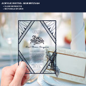 BAR MITZVAH Blue Gold Clear Luxus Minimalistisch Acryleinladungen