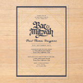 BAR MITZVAH Blue Gold Delta Klare Minimalistische Acryleinladungen (Vorderseite)