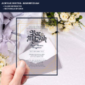 BAR MITZVAH Blue Gold Delta Klare Minimalistische Acryleinladungen