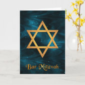 Bar Mitzvah Blue Nebulae & Gold Star of David Karte (Gelbe Blume)
