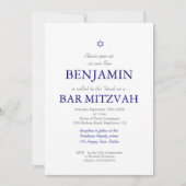 Bar Mitzvah Blue Pattern Star von David Jewish I Einladung (Vorderseite)